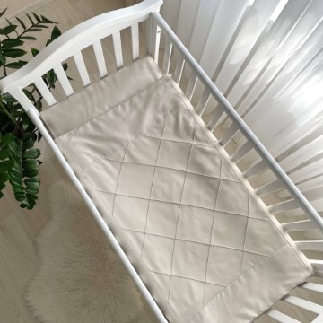 Set de lenjerie pentru pătuț bebeluș, 3 piese, Velvet latte